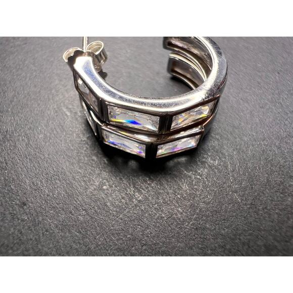 CZ half hoop earrings in sterling silver - Picture 5 of 14